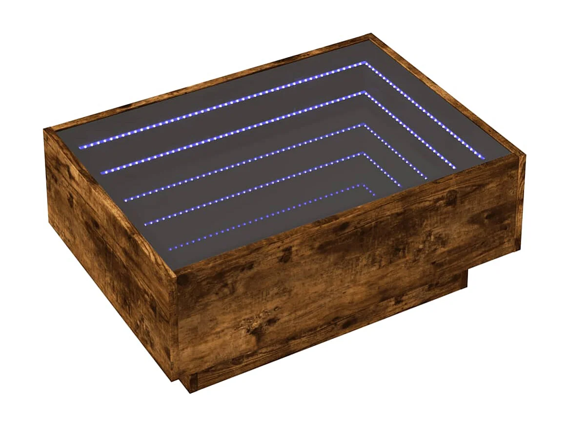 Table basse avec LED chêne fumé 70x50x30 cm bois d'ingénierie