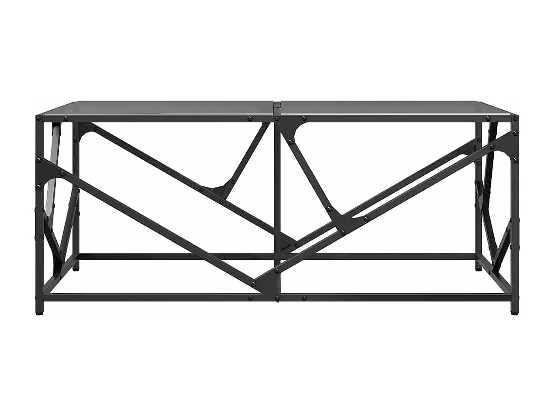 Table basse avec dessus en verre noir 98,5x50x41 cm acier