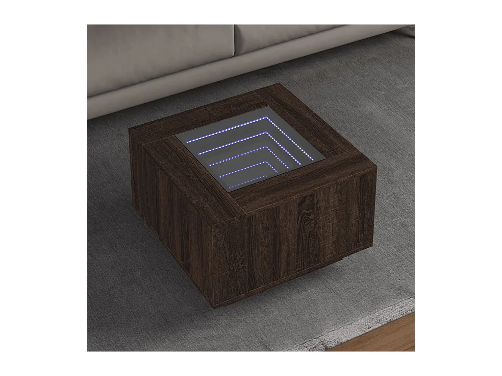 Table basse avec LED chêne marron 60x60x40 cm bois d'ingénierie