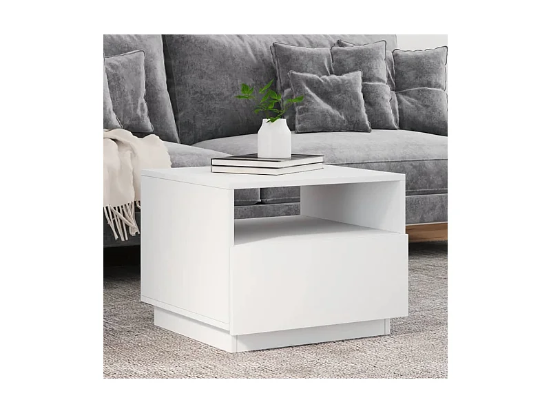 Table basse avec lumières LED blanc 50x49x40 cm