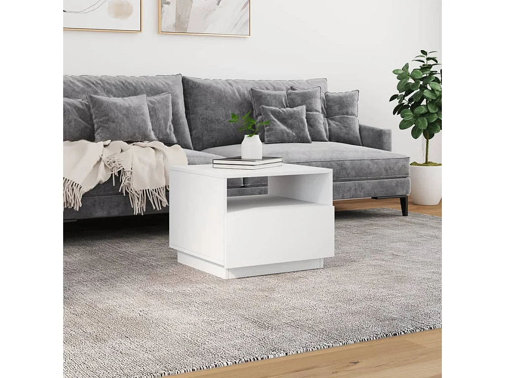 Table basse avec lumières LED blanc 50x49x40 cm