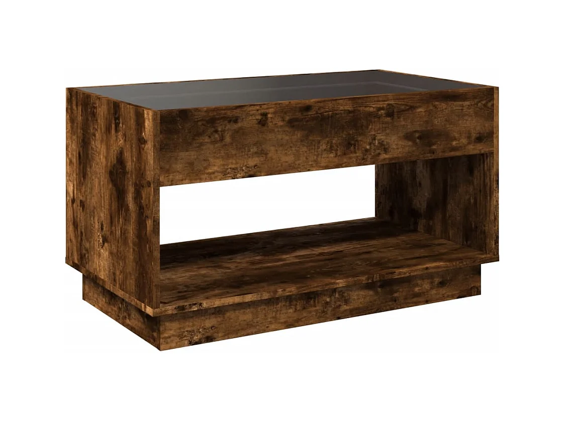 Table basse avec LED infini chêne fumé 90x50x50 cm