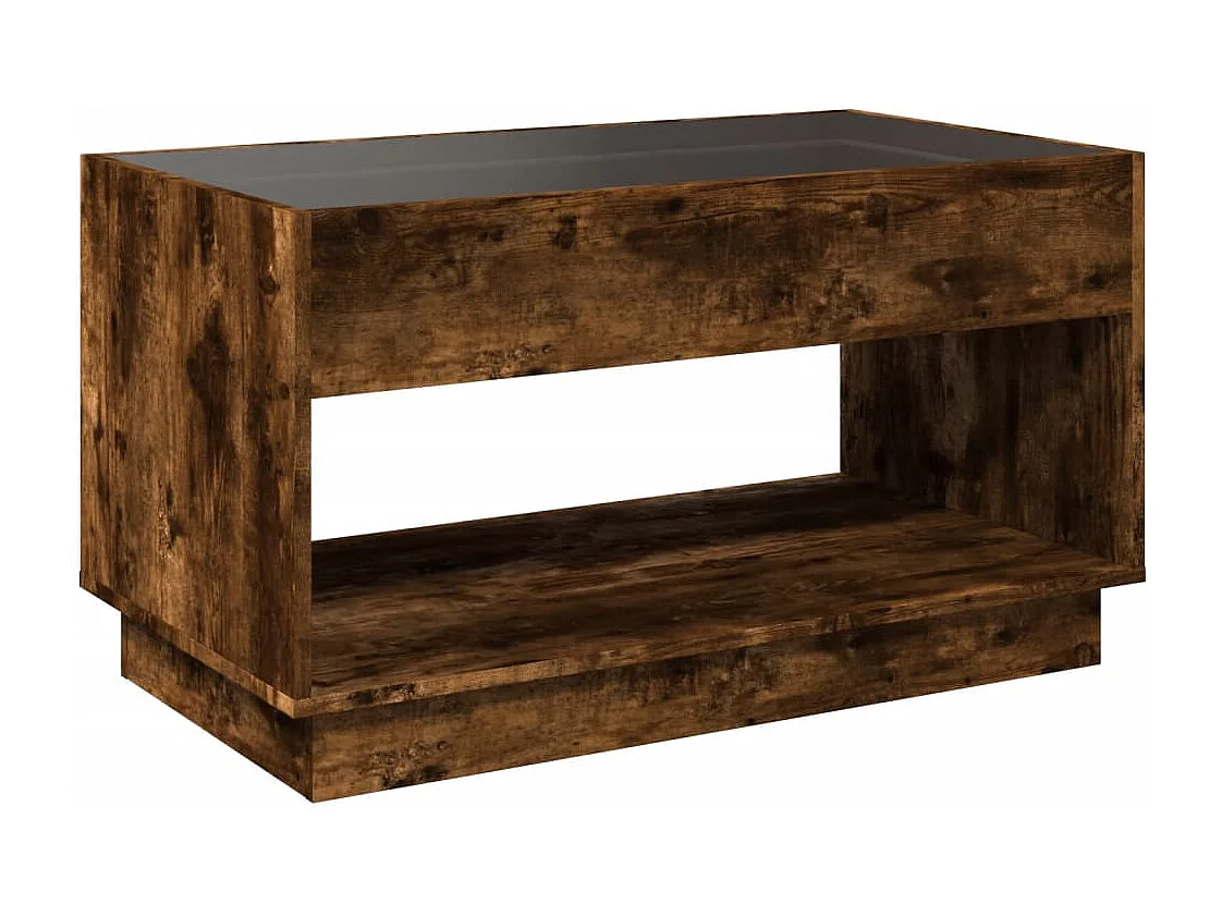 Table basse avec LED infini chêne fumé 90x50x50 cm