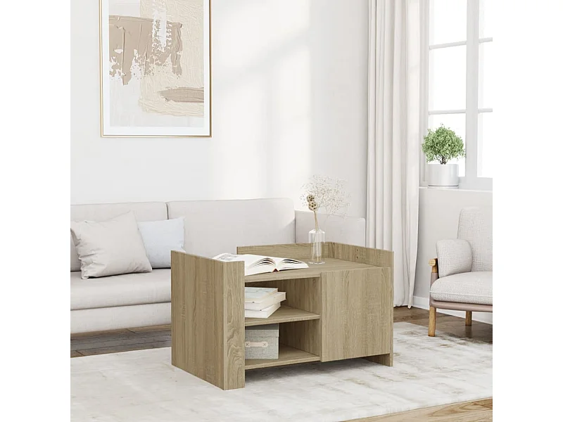 Mesa de centro madera de ingeniería roble Sonoma 80x50x50 cm