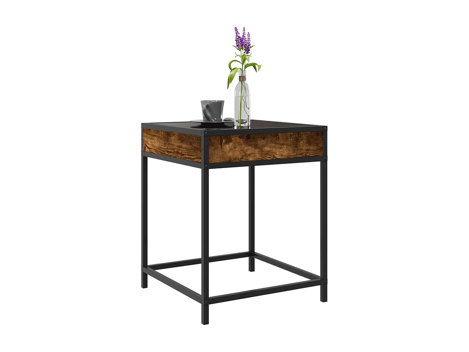 Mesa de centro luzes LED Infinity 40x40x51 cm carvalho fumado