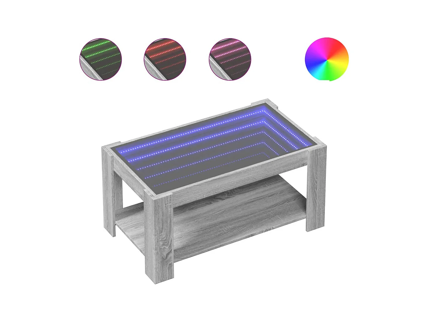 Table basse avec LED sonoma gris 93x53x45 cm bois d'ingénierie