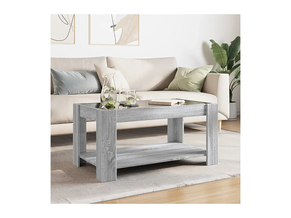 Table basse avec LED sonoma gris 93x53x45 cm bois d'ingénierie
