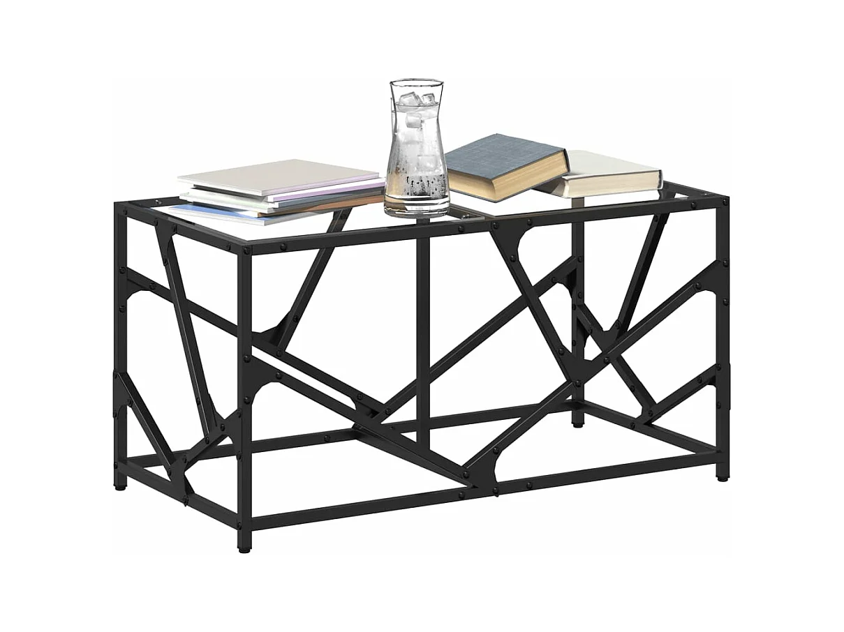 Table basse avec dessus en verre transparent 78,5x40x41cm acier