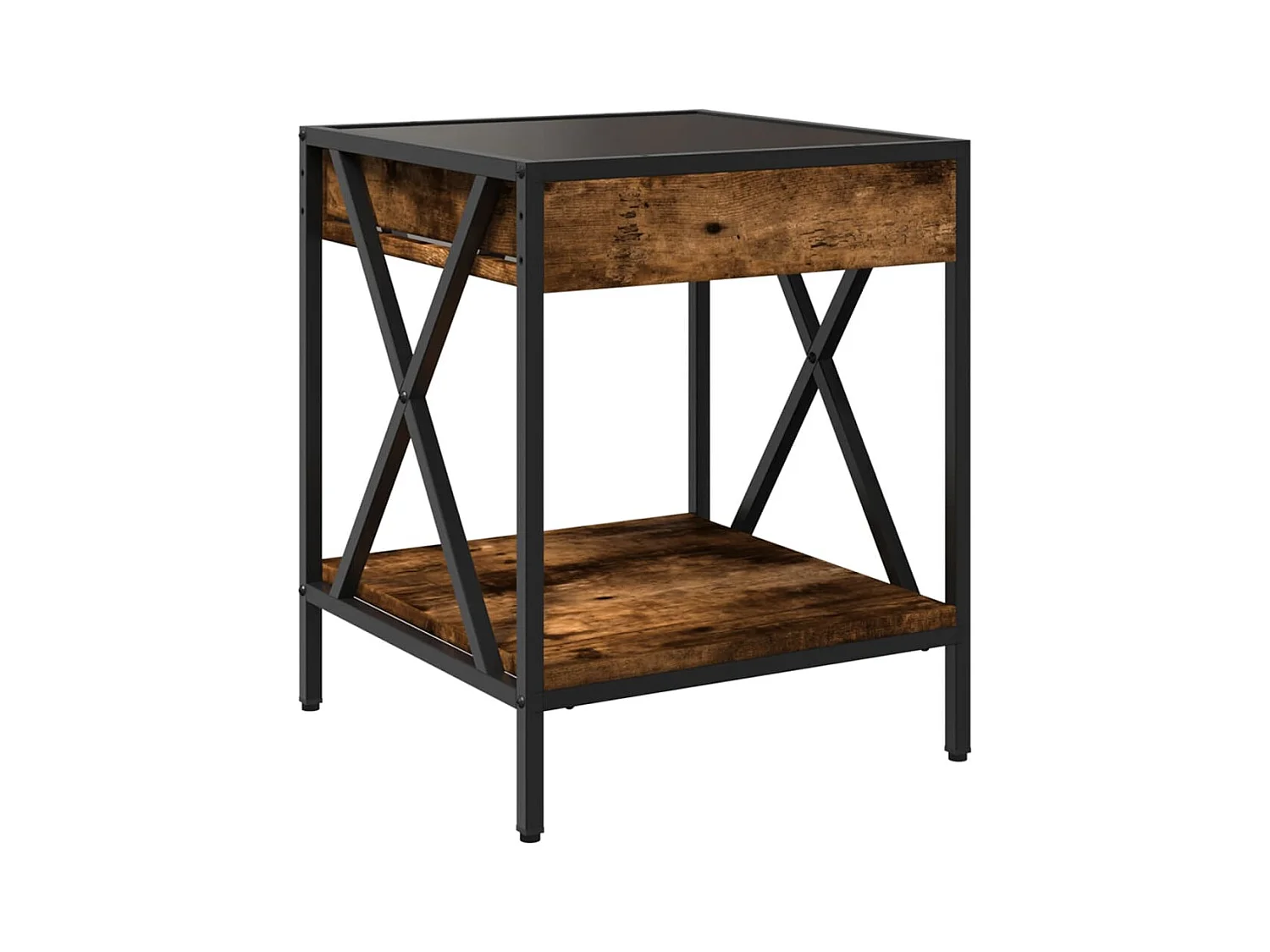 Table basse avec LED Infinity chêne fumé 40x40x49 cm