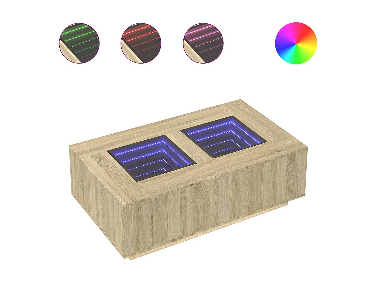 Table basse avec LED infini chêne sonoma 116x69x40 cm