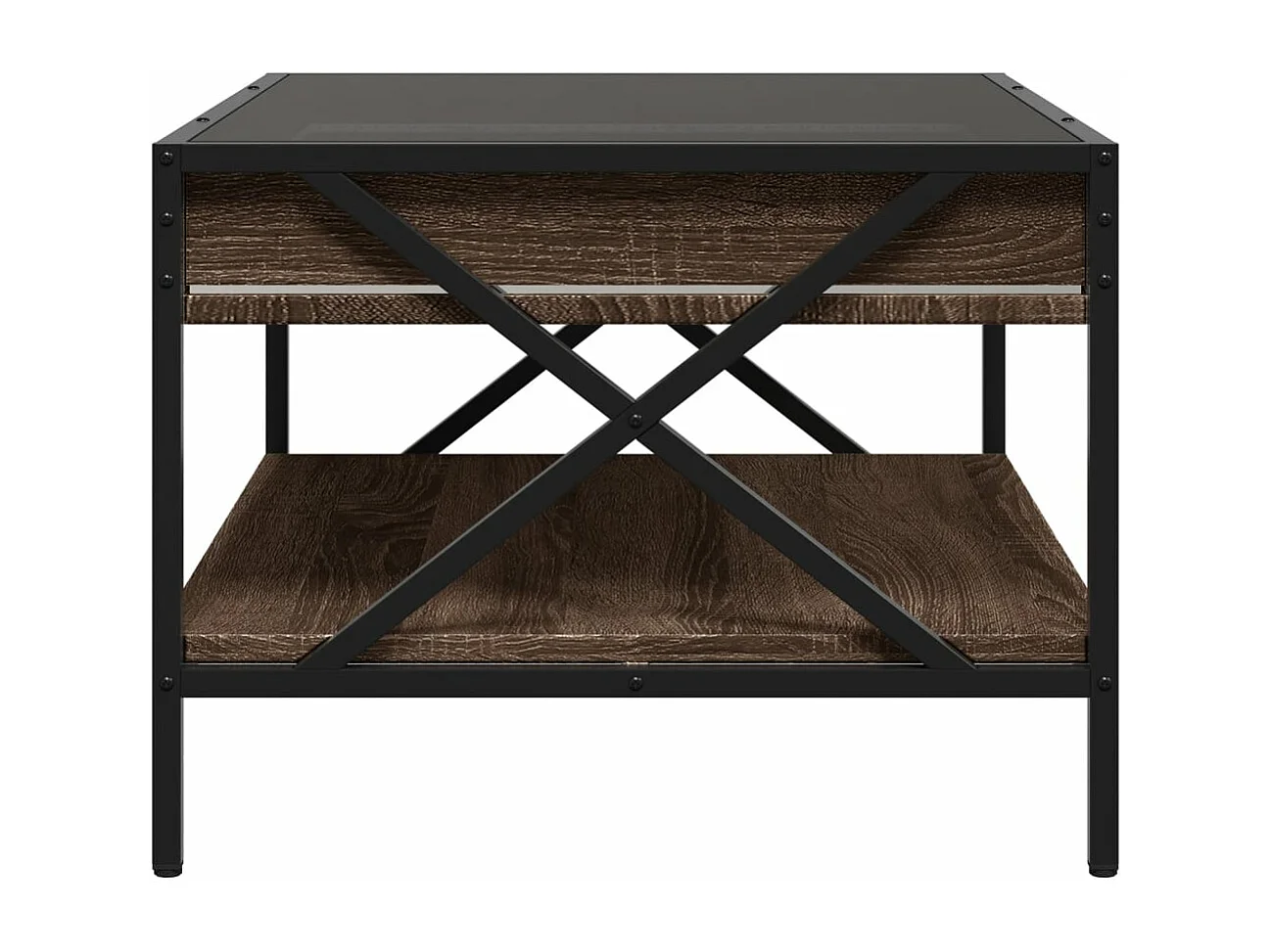 Table basse avec LED infini chêne marron 70x50x38 cm