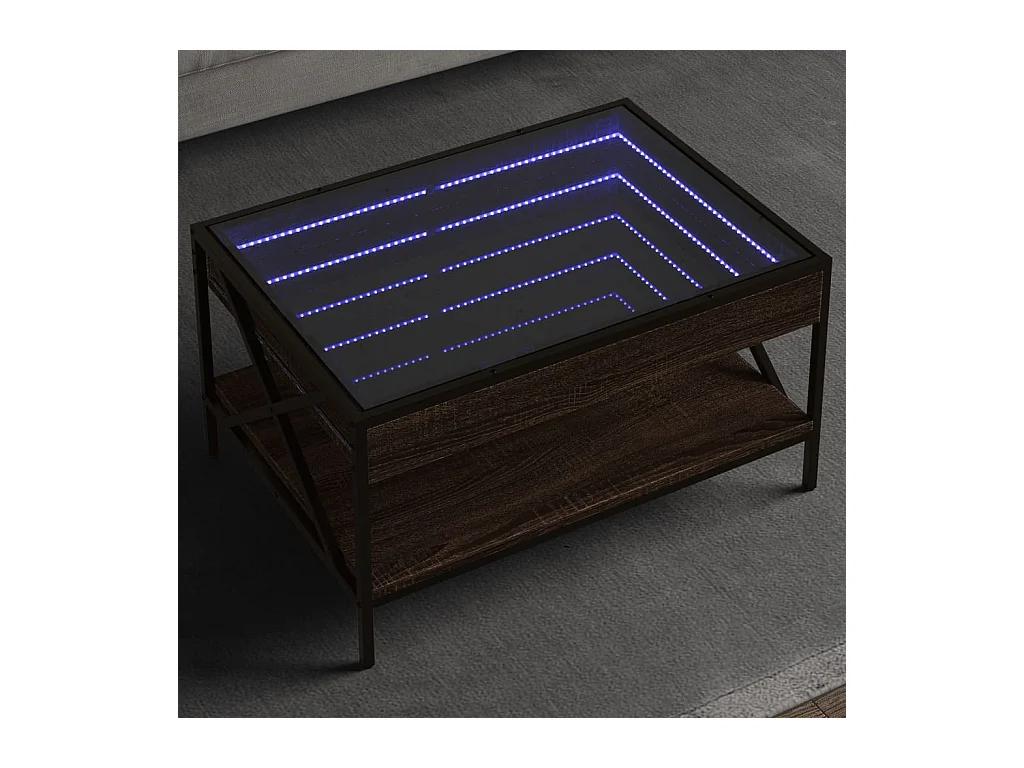 Table basse avec LED infini chêne marron 70x50x38 cm
