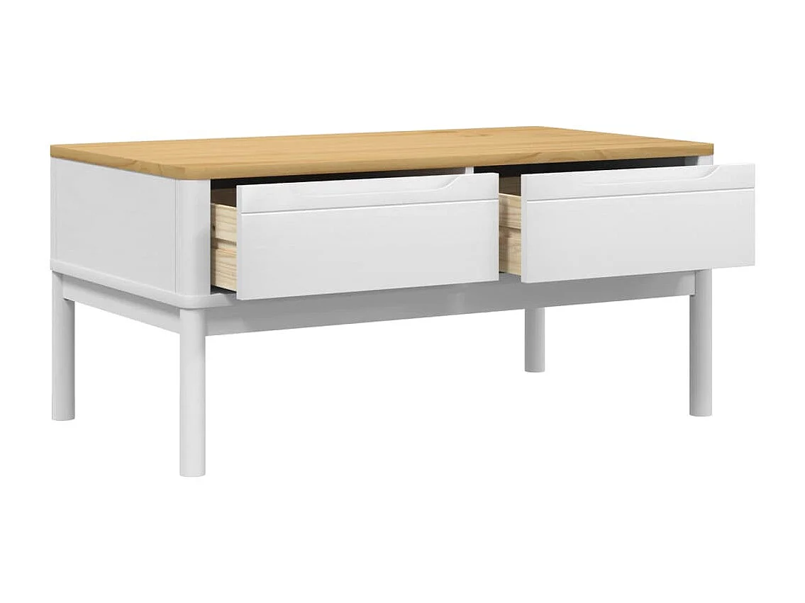 Table basse FLORO blanc 99x55,5x45 cm bois massif de pin