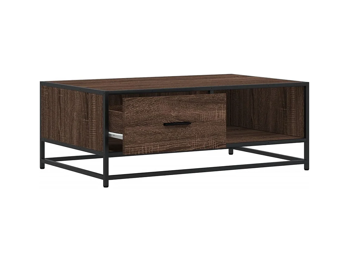 Table basse chêne marron 90x57x35 cm bois d'ingénierie et métal