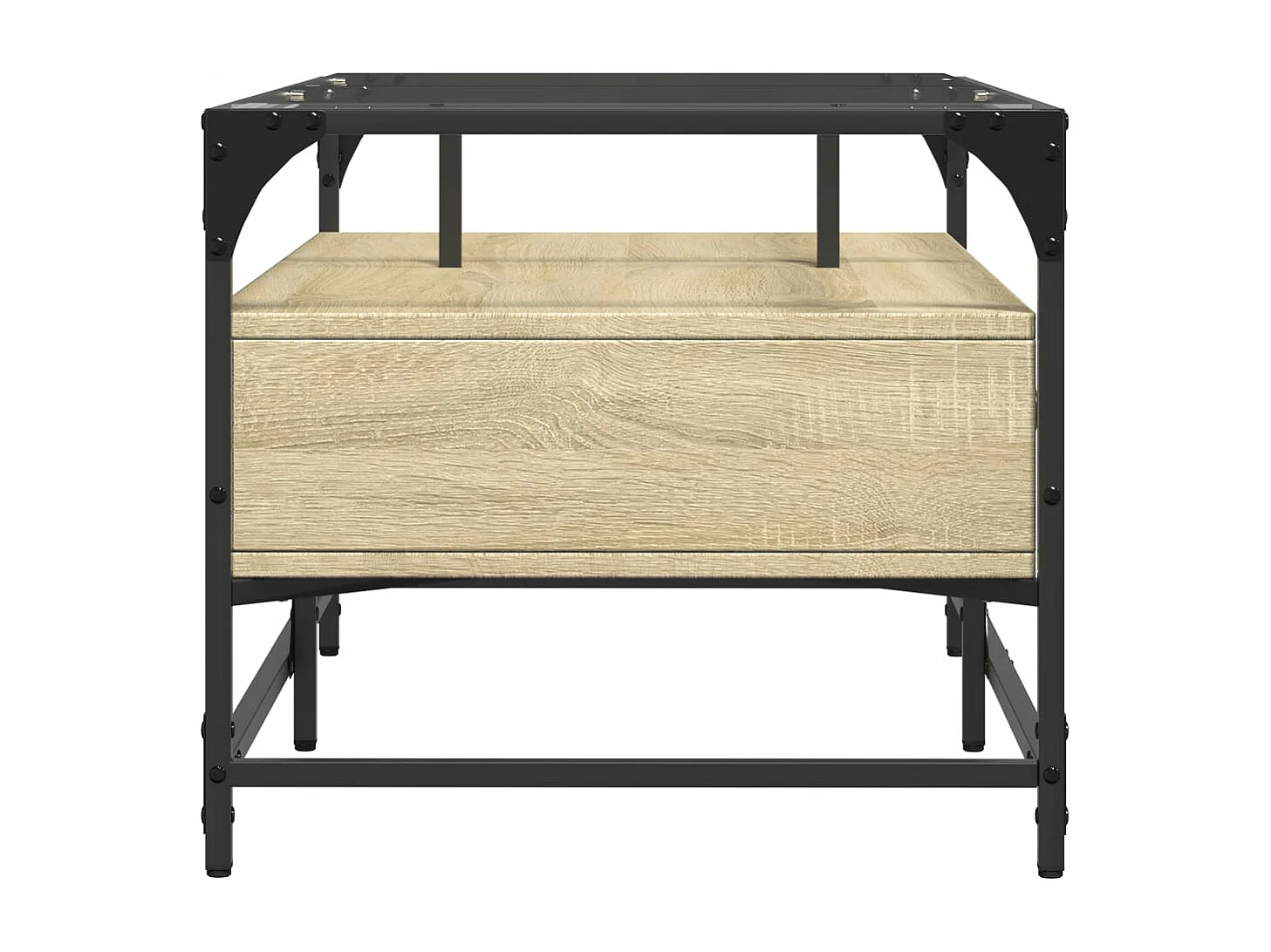 Mesa de centro c/topo de vidro 98,5x50x45cm carvalho sonoma aço