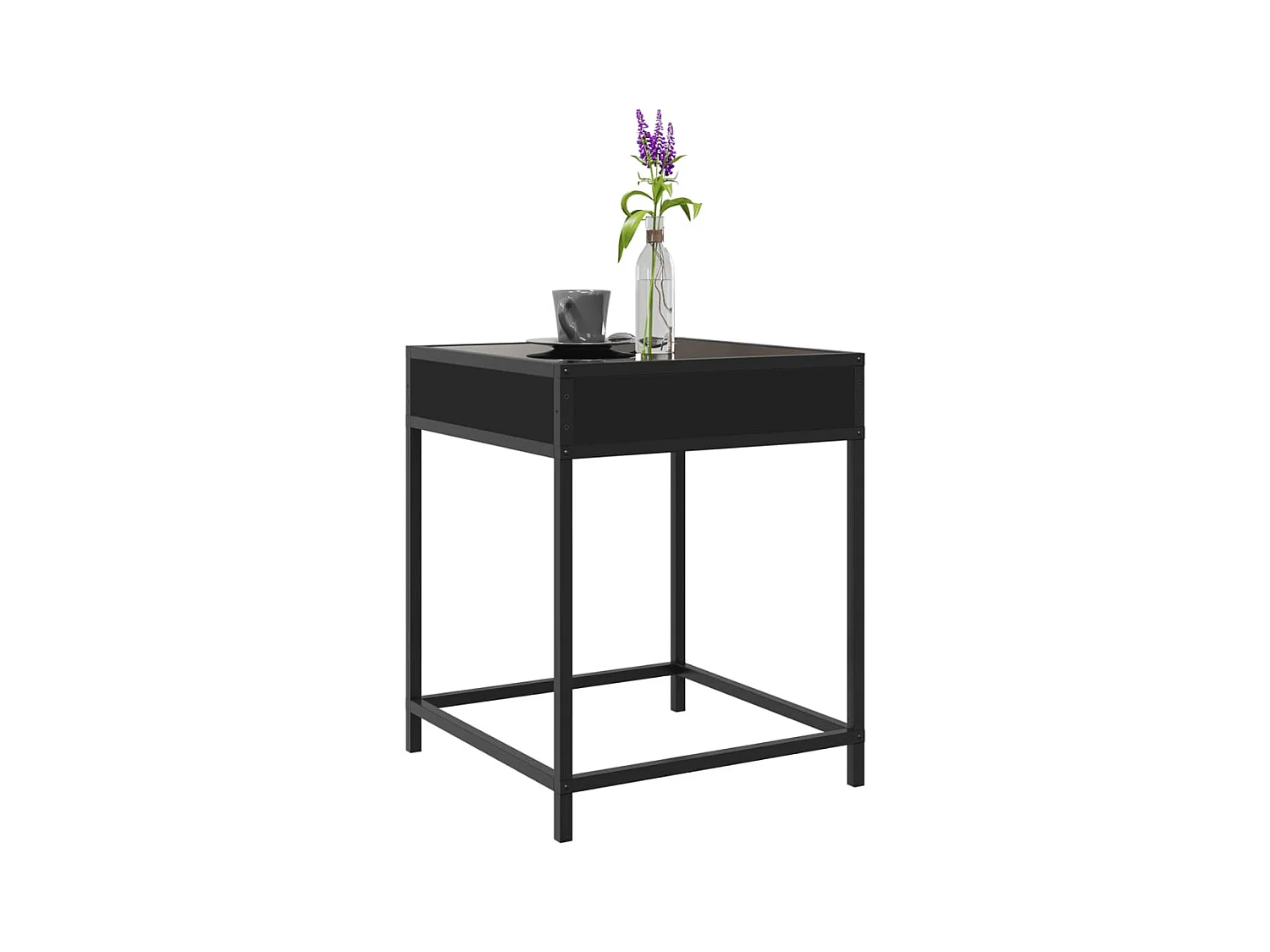 Table basse avec LED Infinity noir 40x40x51 cm