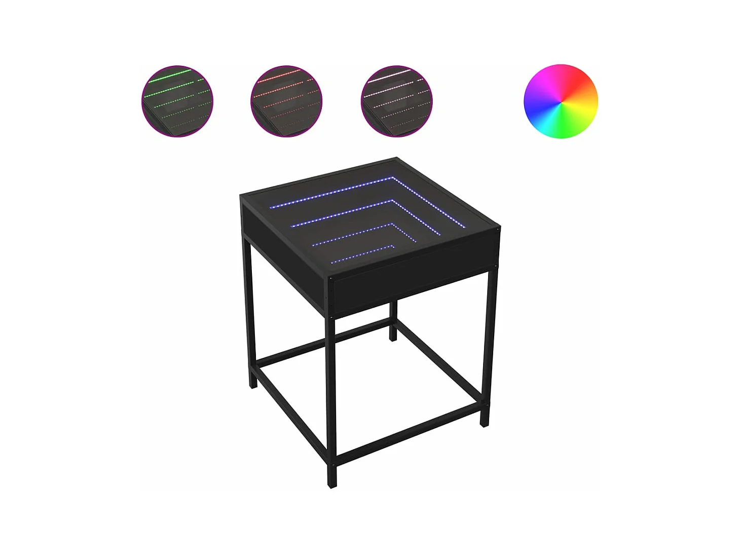 Table basse avec LED Infinity noir 40x40x51 cm