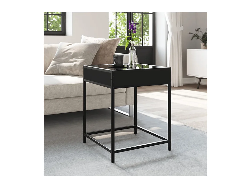 Table basse avec LED Infinity noir 40x40x51 cm