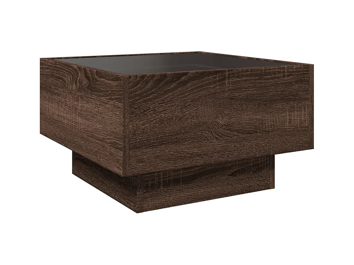Table basse avec LED chêne marron 50x50x30 cm bois d'ingénierie