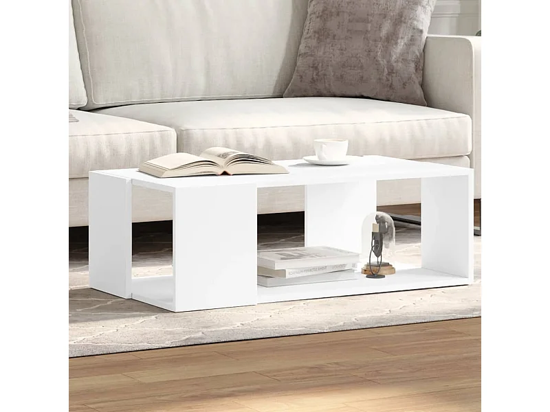 Mesa de centro madera de ingeniería blanca 89,5x48x30 cm