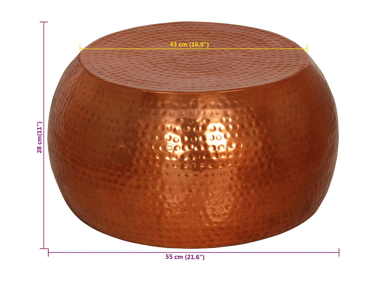 Mesa de centro de aluminio color latón Ø55x28 cm