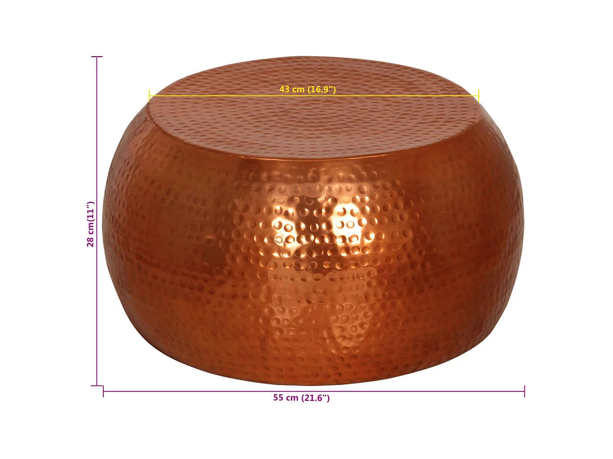 Mesa de centro de aluminio color latón Ø55x28 cm