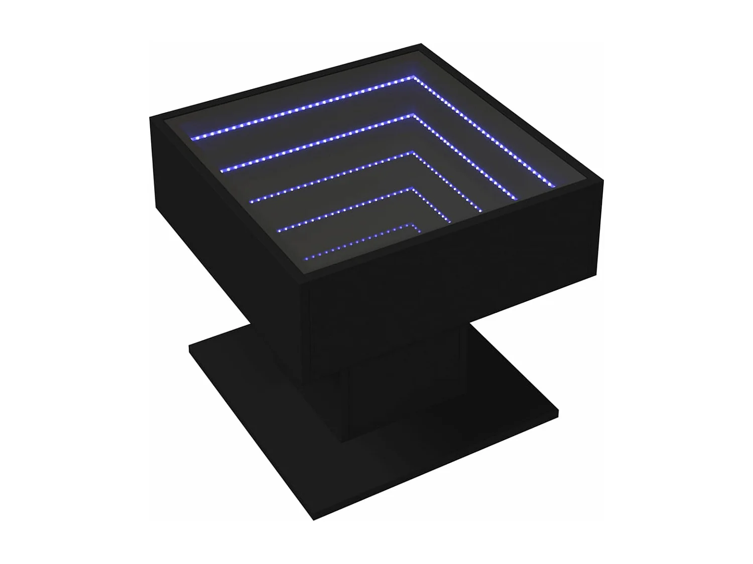 Table basse avec LED noir 50x50x45 cm bois d'ingénierie