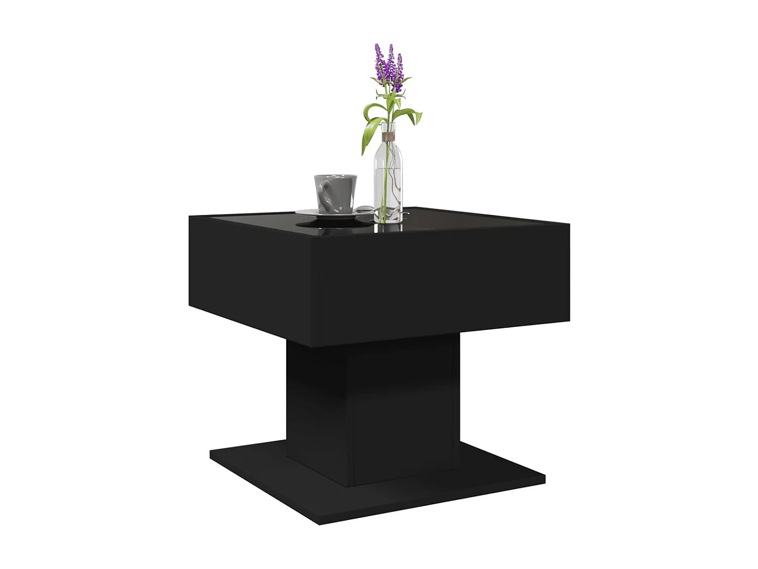 Table basse avec LED noir 50x50x45 cm bois d'ingénierie