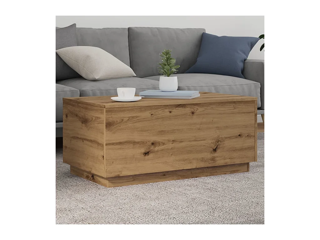 Table basse avec lumières LED chêne artisanal 90x50x40 cm