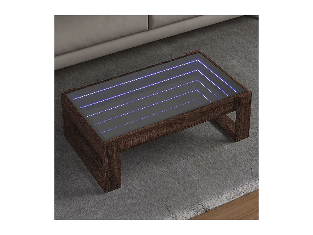 Table basse avec LED infini chêne marron 90x53x30 cm