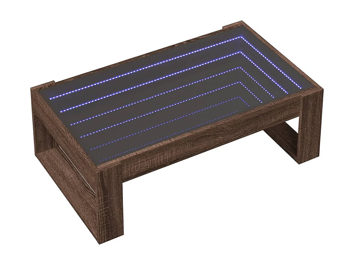 Table basse avec LED infini chêne marron 90x53x30 cm