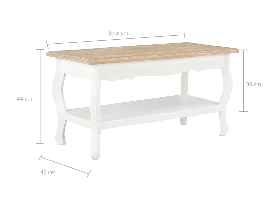Mesa de centro 87,5x42x44 cm pinho maciço branco e castanho