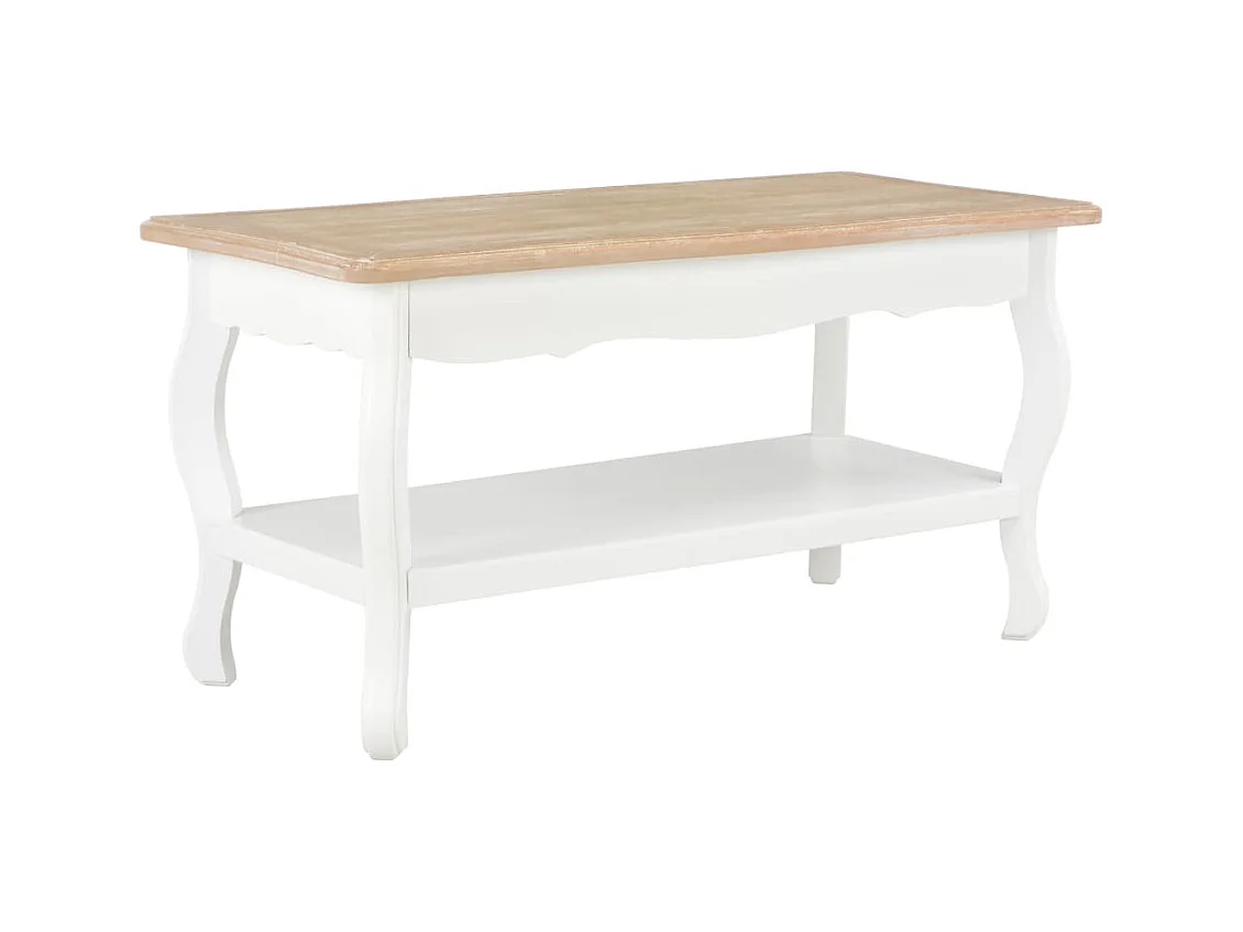 Table basse Blanc et marron 87,5x42x44 cm Bois de pin massif