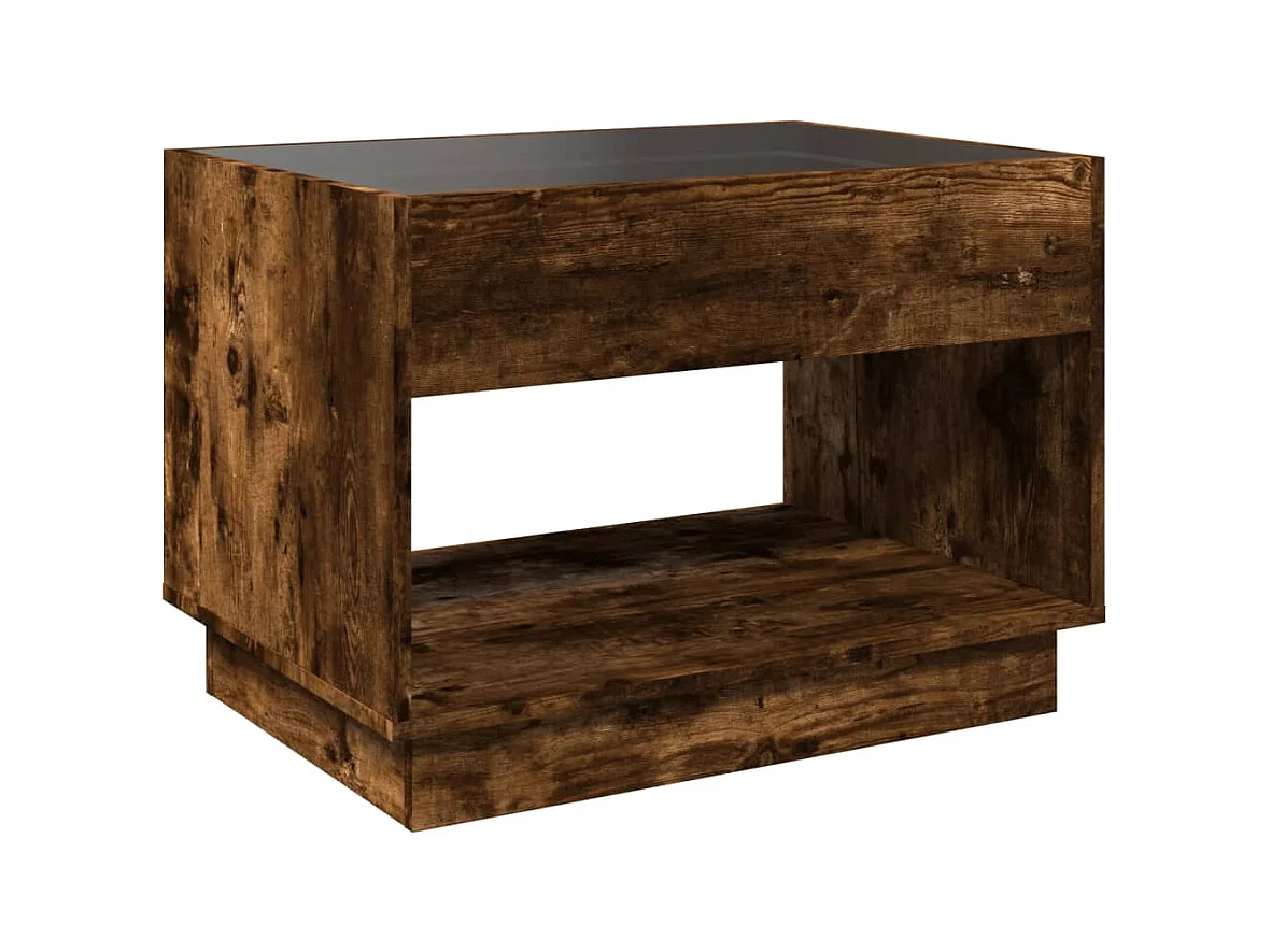 Table basse avec LED infini chêne fumé 70x50x50 cm