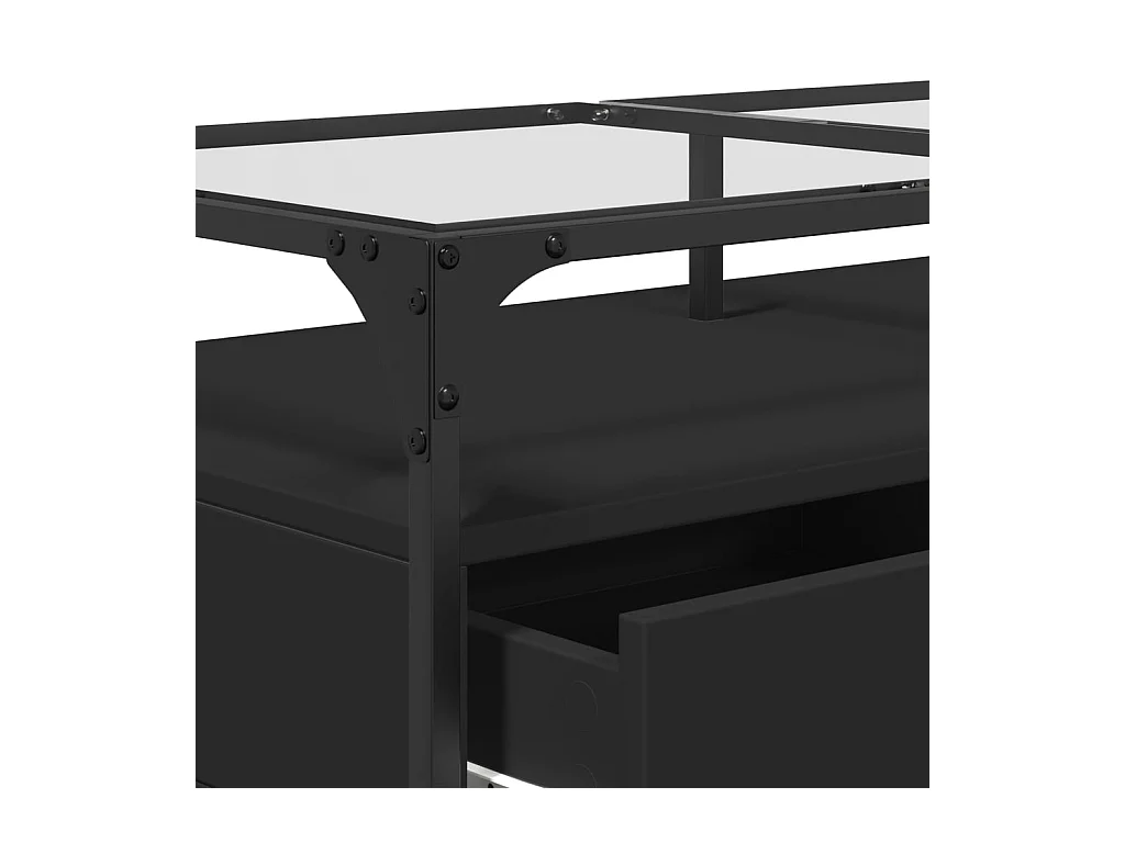 Table basse avec dessus en verre noir 98,5x50x45 cm acier