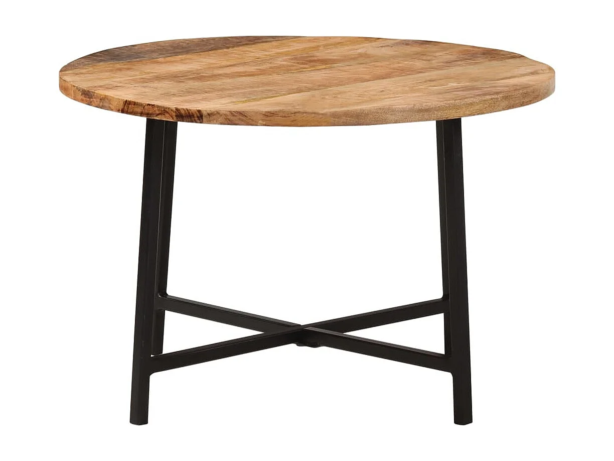Mesa de centro hierro y madera maciza de mango 54x54x35 cm