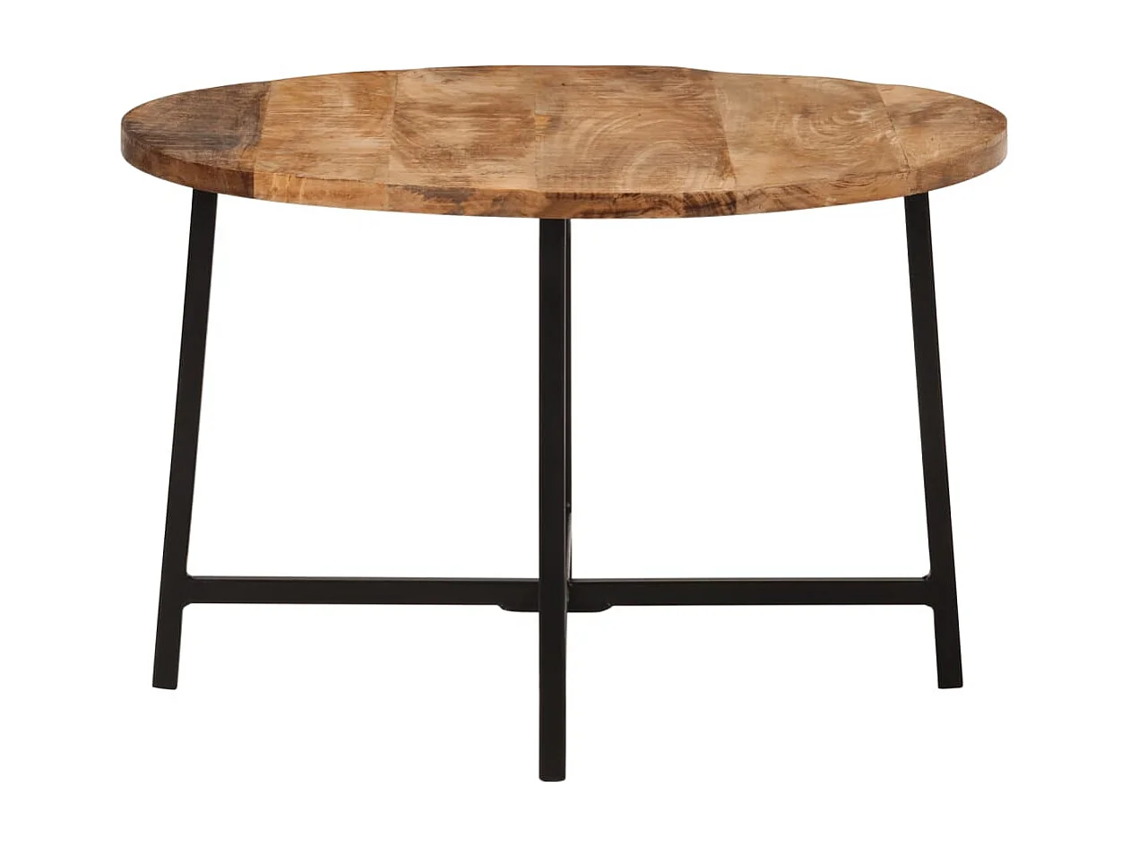 Mesa de centro hierro y madera maciza de mango 54x54x35 cm