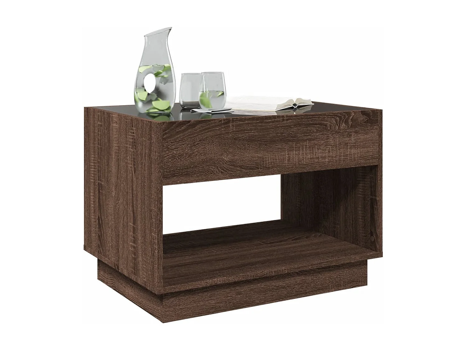 Table basse avec LED infini chêne marron 70x50x50 cm