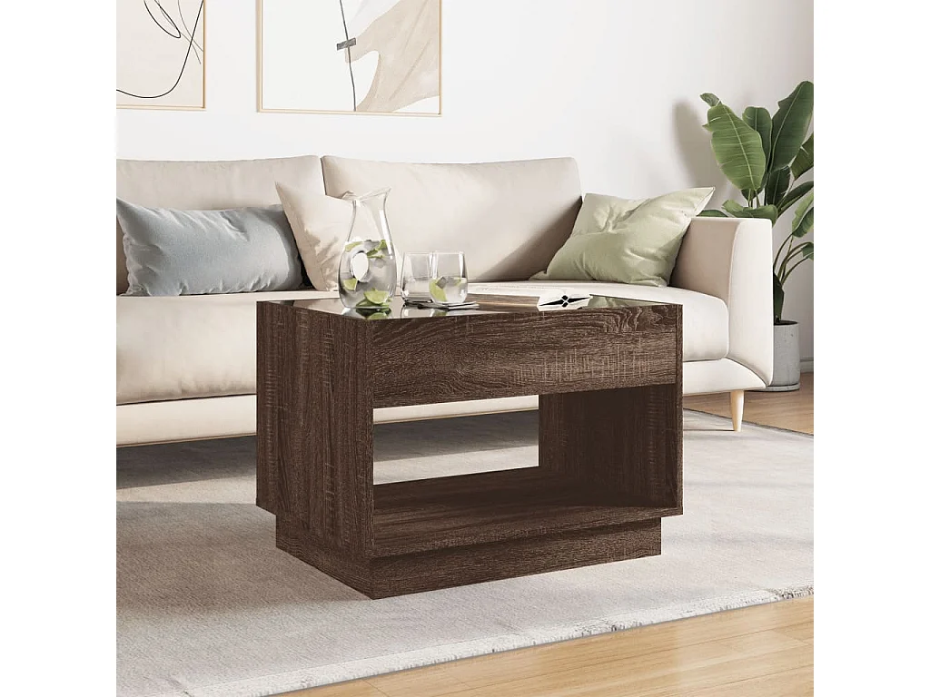 Table basse avec LED infini chêne marron 70x50x50 cm