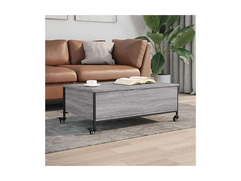 Table basse avec roulettes sonoma gris bois d'ingénierie