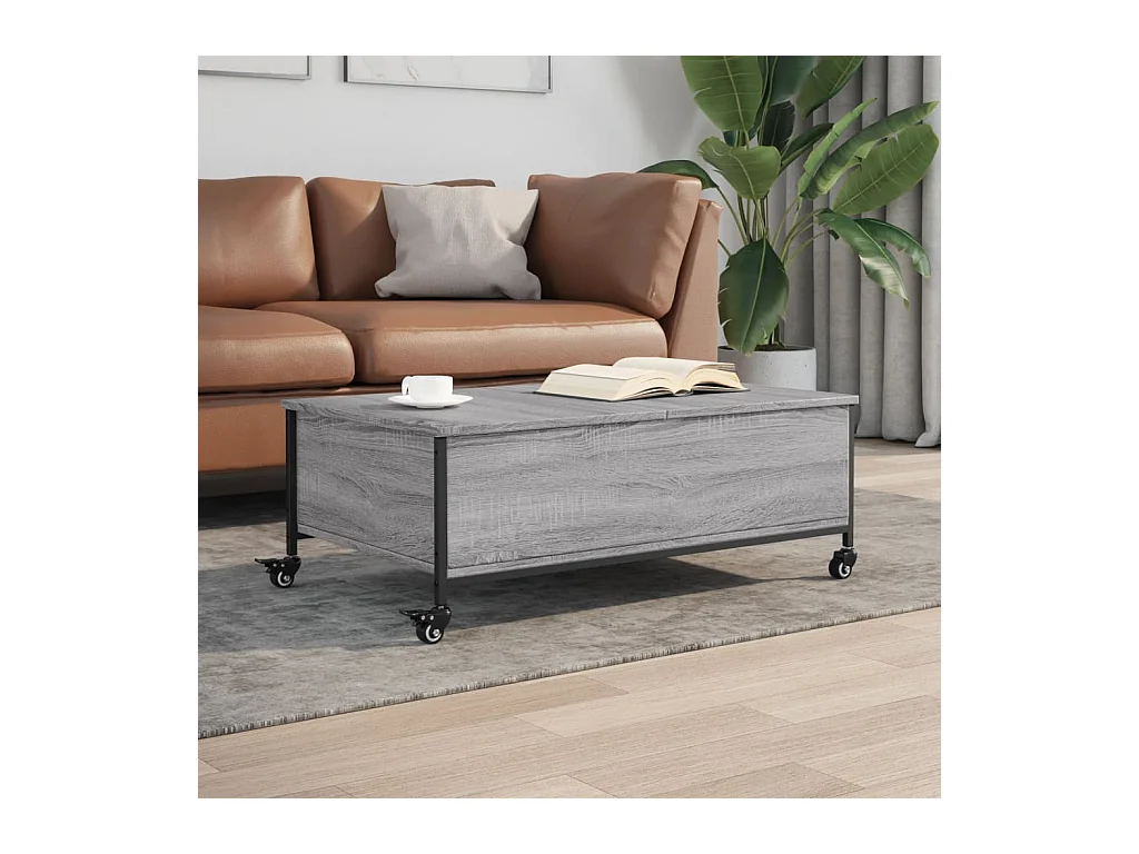 Table basse avec roulettes sonoma gris bois d'ingénierie