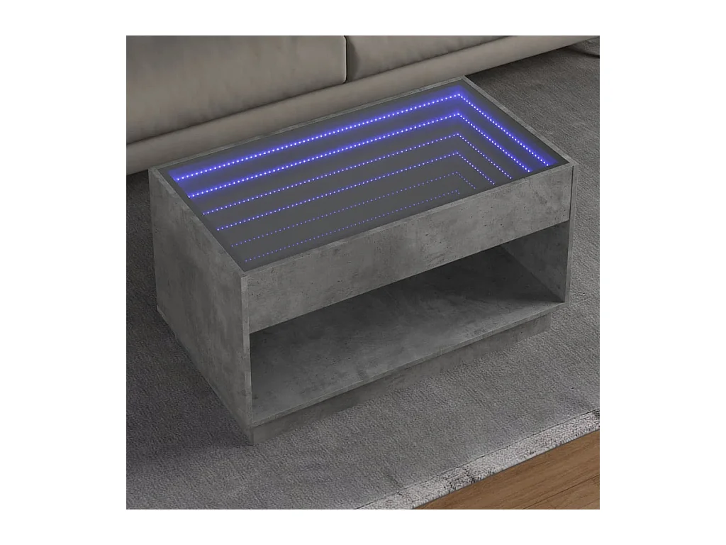 Table basse avec LED infini gris béton 90x50x50 cm