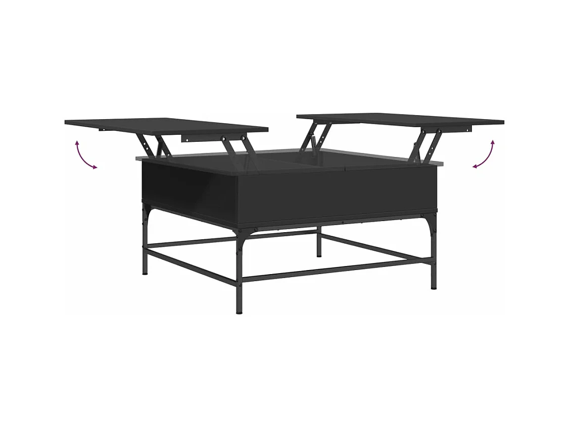 Table basse noir 80x80x45 cm bois d'ingénierie et métal