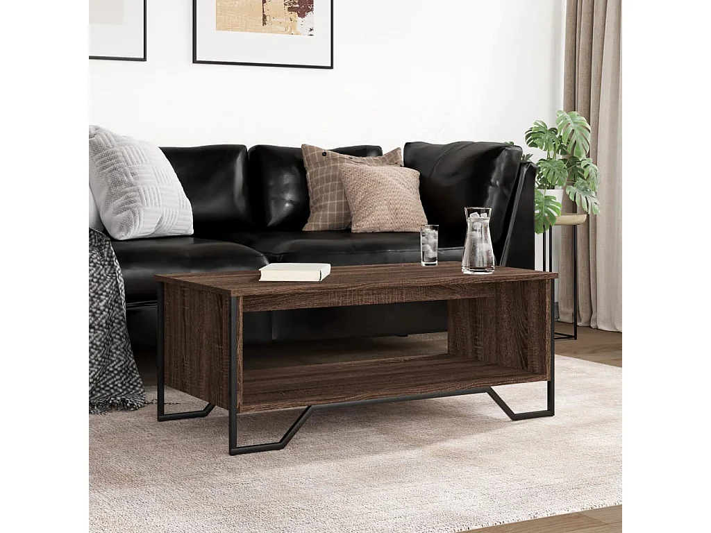 Table basse chêne marron 100x51x40 cm bois d'ingénierie