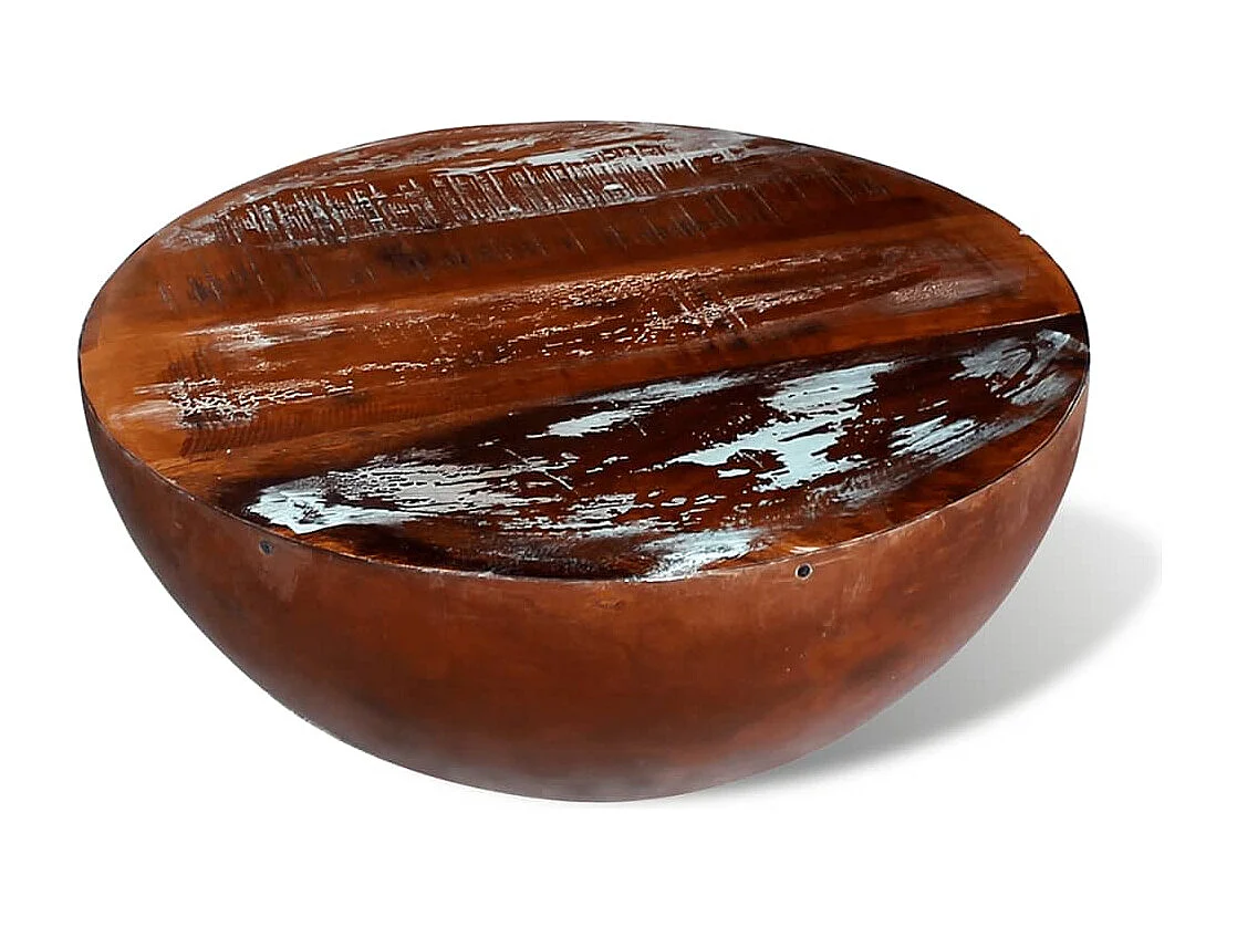 Table basse Forme de bol avec base en acier Bois recyclé