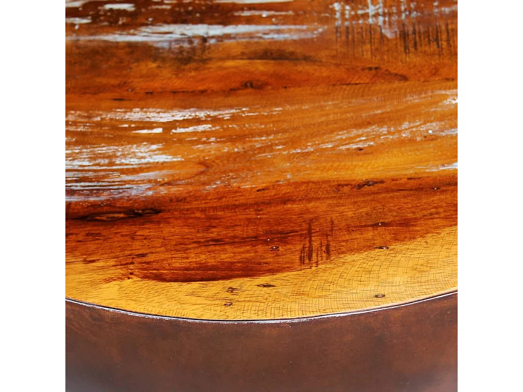 Table basse Forme de bol avec base en acier Bois recyclé