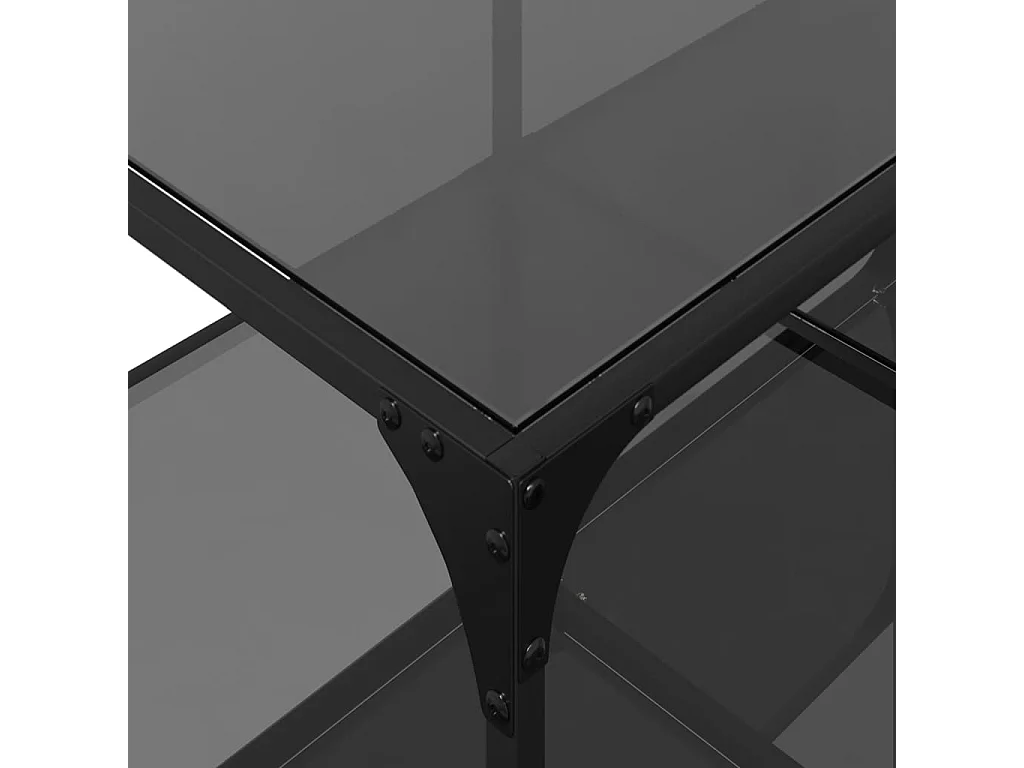 Salontafel met zwart glazen blad 98,5x50x40 cm staal