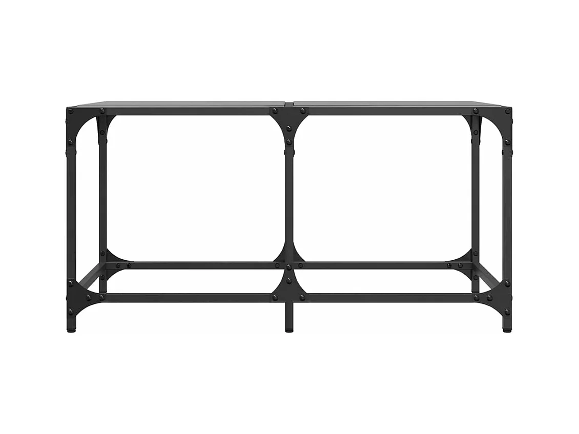 Table basse avec dessus en verre noir 78,5x40x40 cm acier