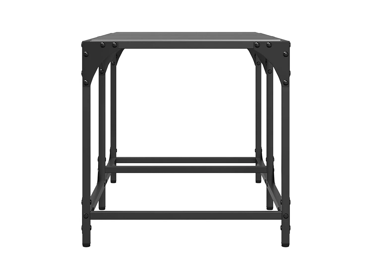 Table basse avec dessus en verre noir 78,5x40x40 cm acier