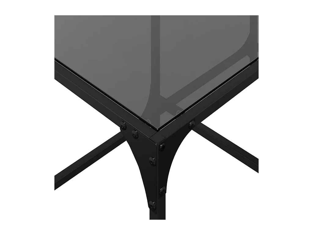 Table basse avec dessus en verre noir 78,5x40x40 cm acier